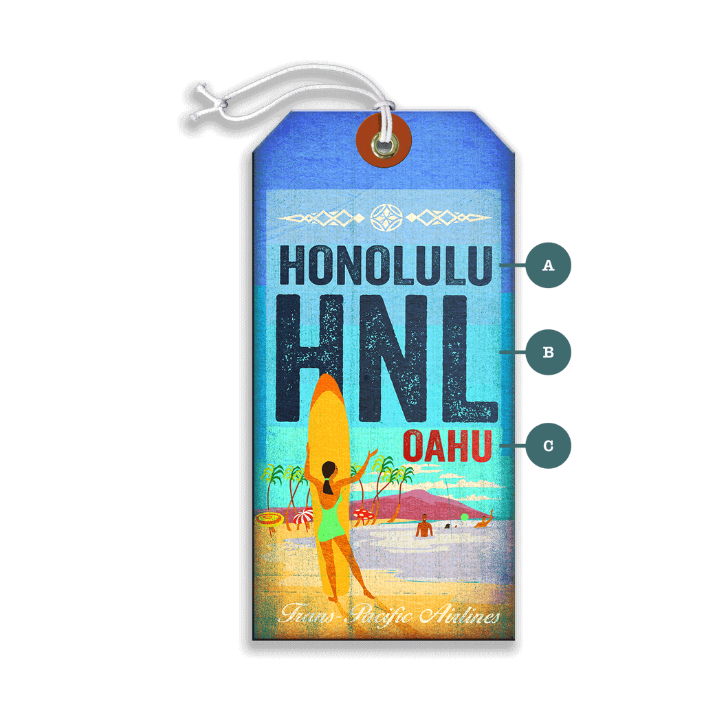 Honolulu Surfers Luggage Tag