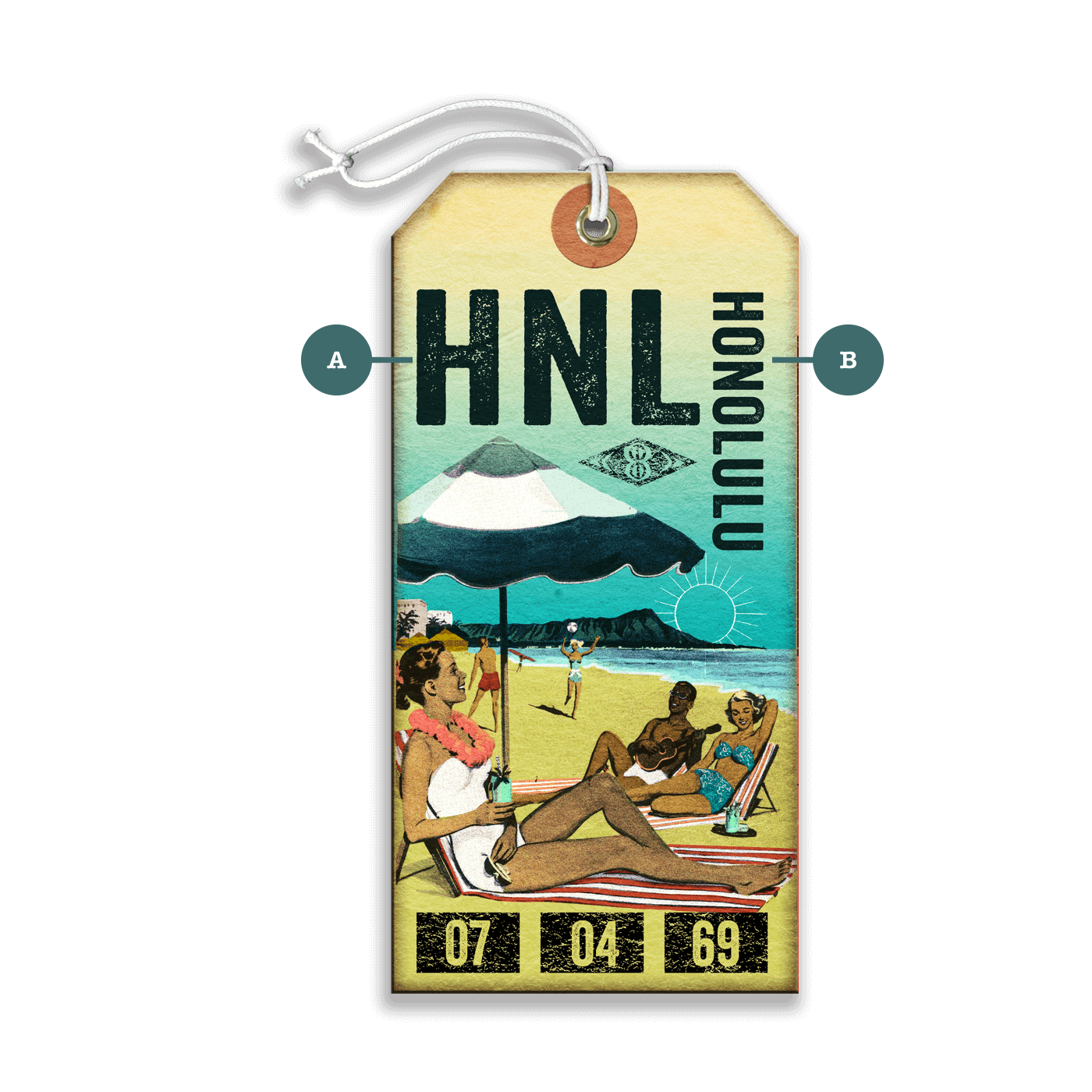 Honolulu: Beach Day Vibes - Luggage Tag