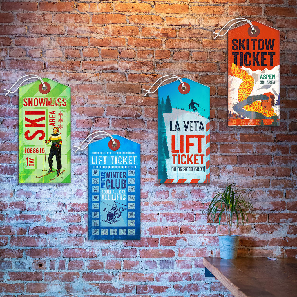 Skier Silhouette Lift Ticket - Luggage Tag