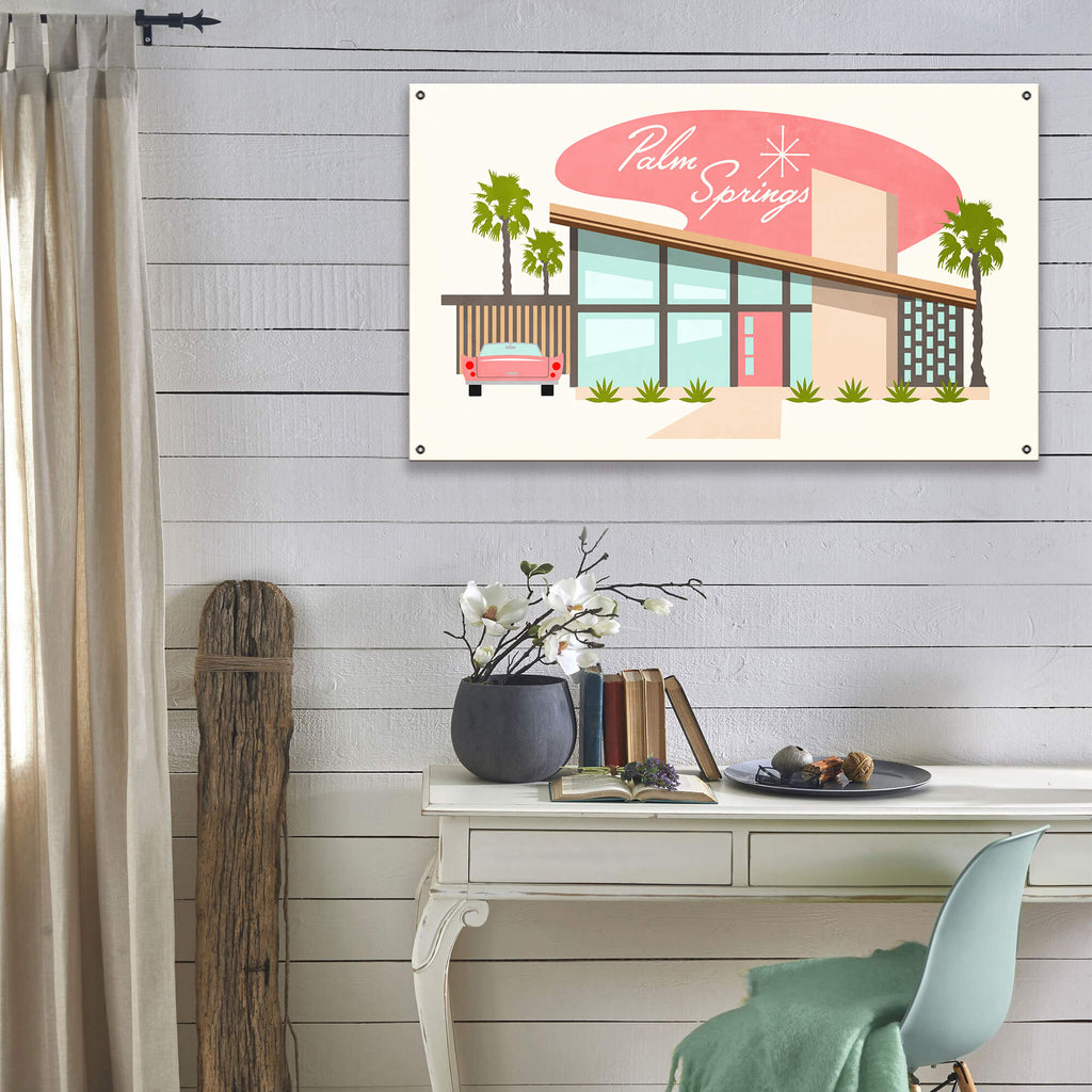 Palm Springs: Mid Century Modern Home Sign - Wood & Metal Wall Art