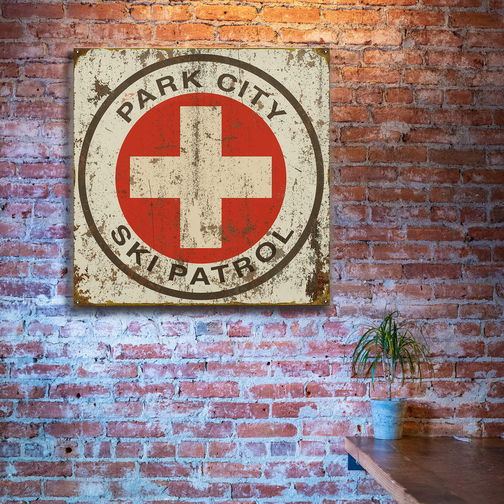 Vintage Ski Patrol Sign - Wood & Metal Wall Art