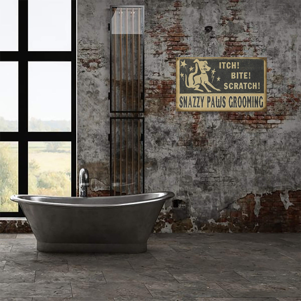 Itch Bite Scratch Grooming - Wood & Metal Wall Art