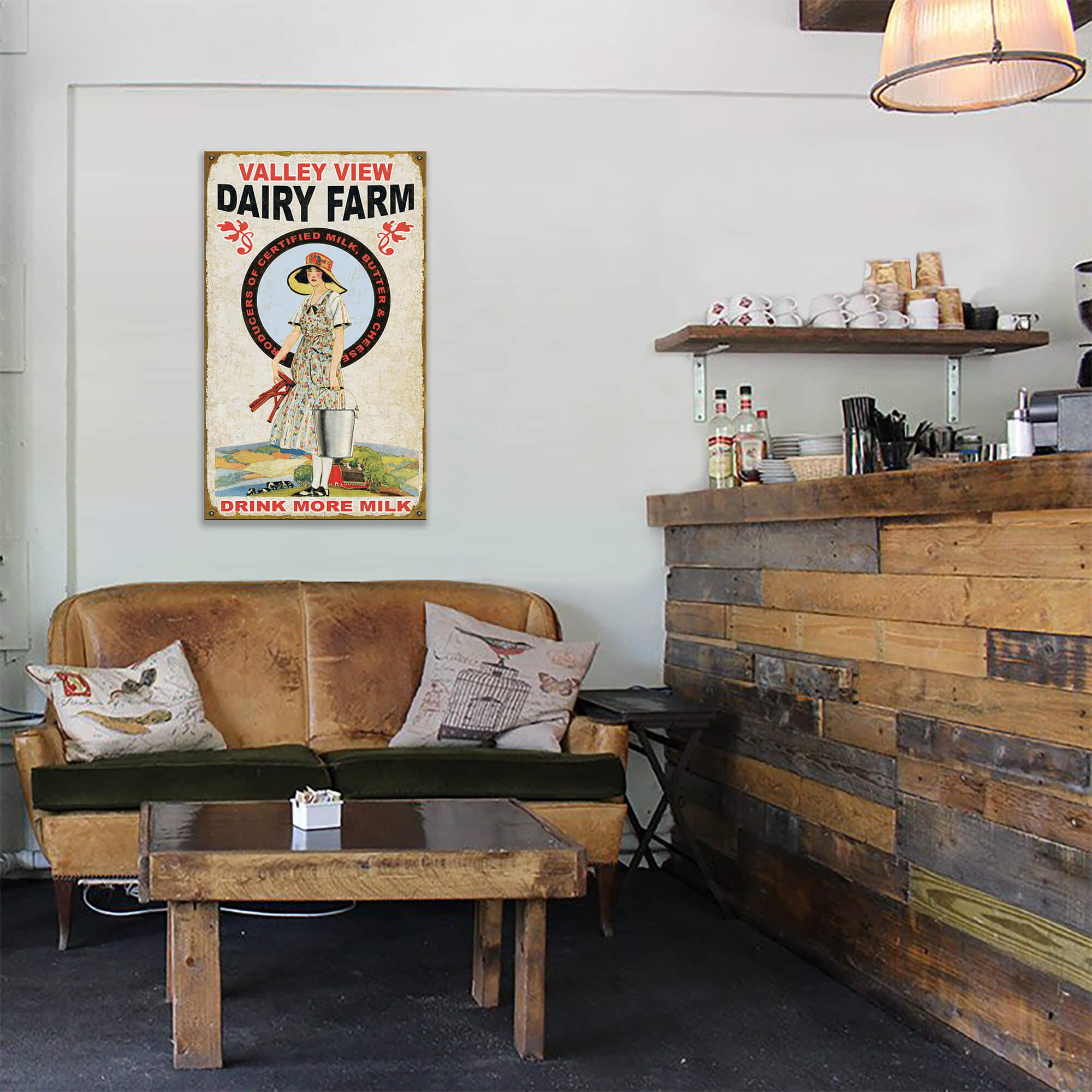 Milkmaid Drink More Milk - Wood & Metal Wall Art