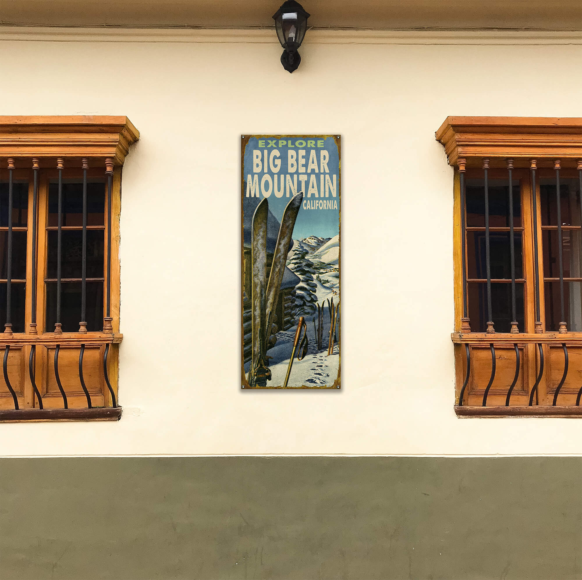 Explore Skis - Wood & Metal Wall Art