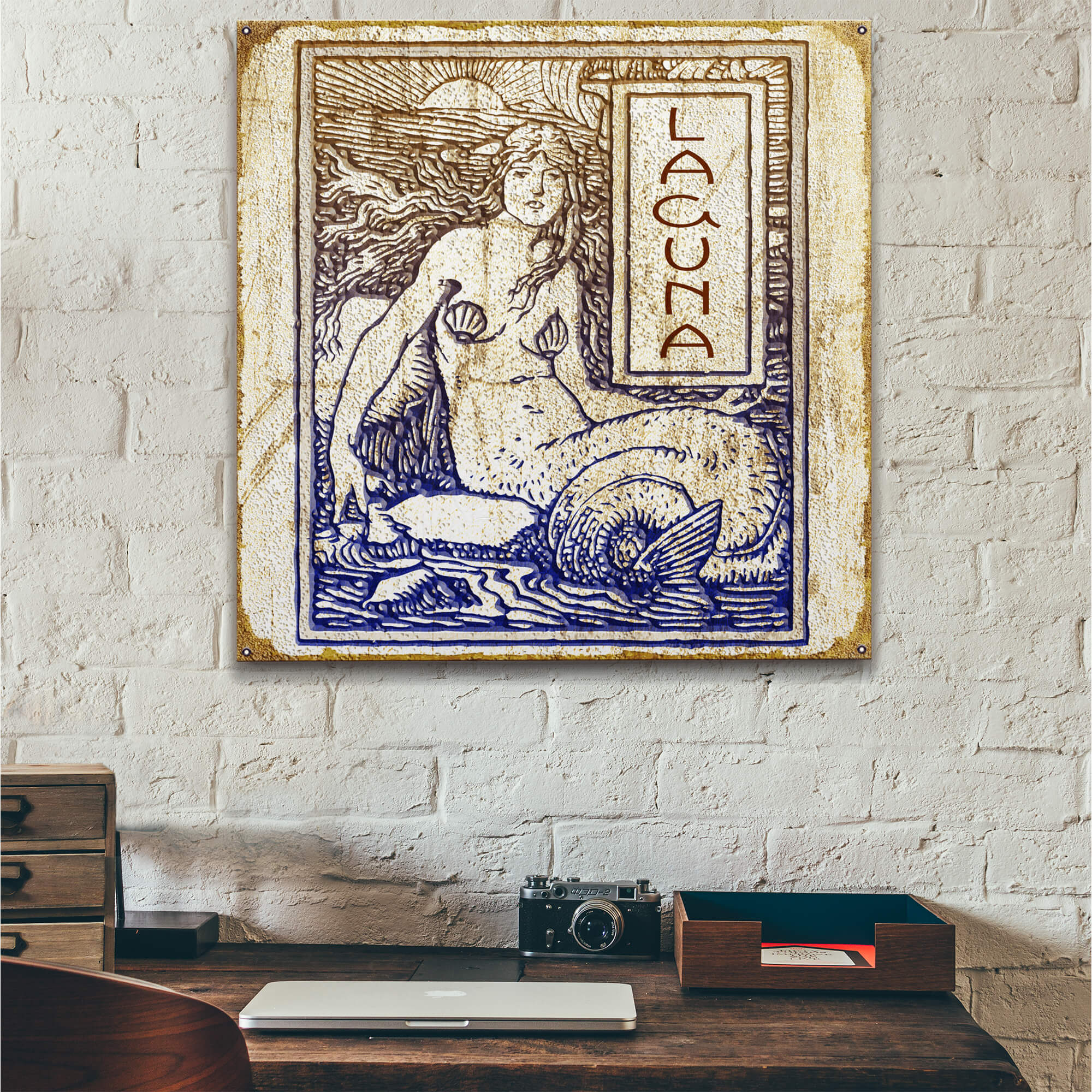 Vintage Mermaid - Wood & Metal Wall Art