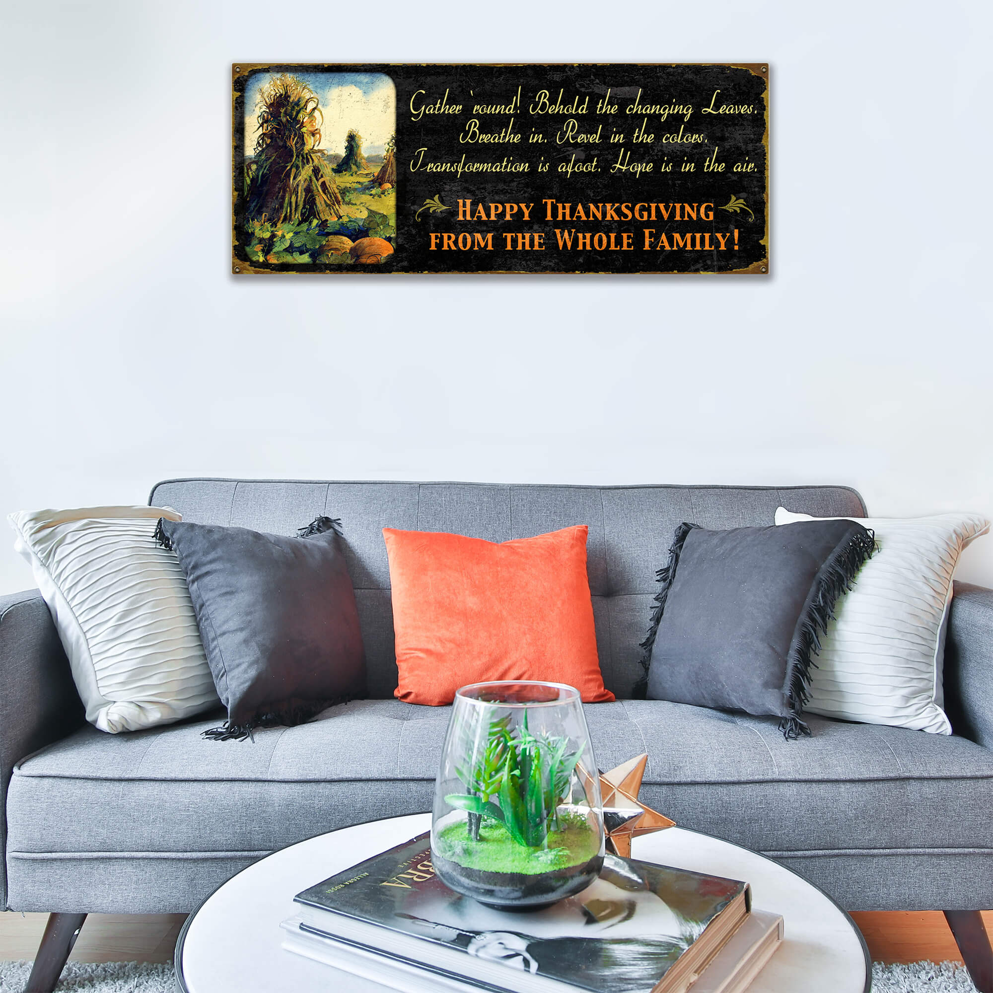 Gather 'Round, Happy Thanksgiving - Wood & Metal Wall Art