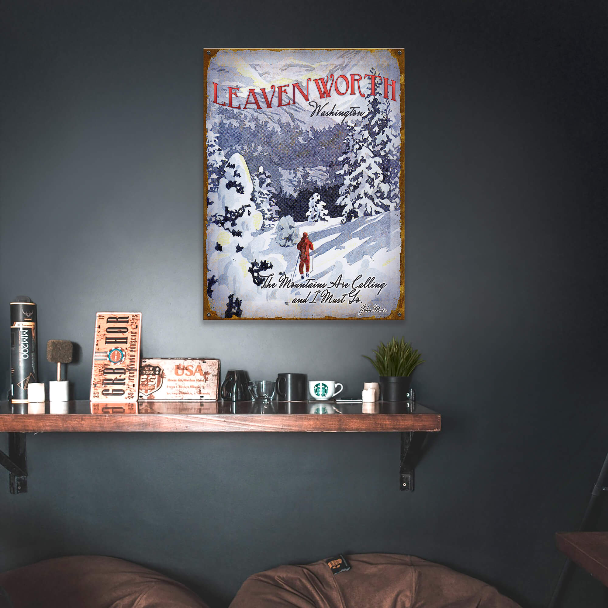 The Mountains are Calling: John Muir - Wood & Metal Wall Art