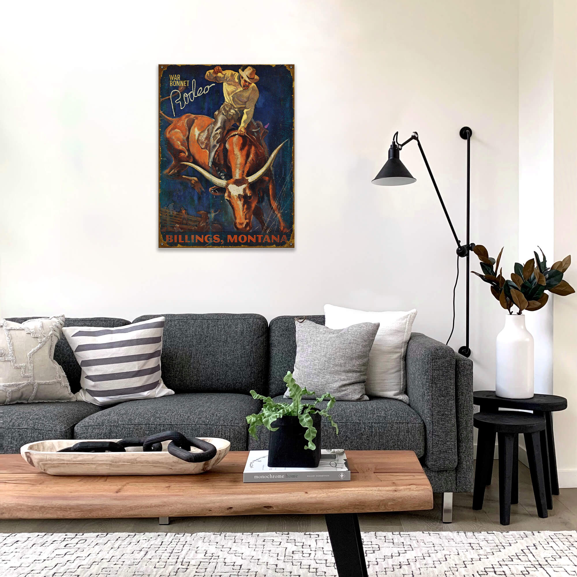 Rodeo Bull Rider - Wood & Metal Wall Art