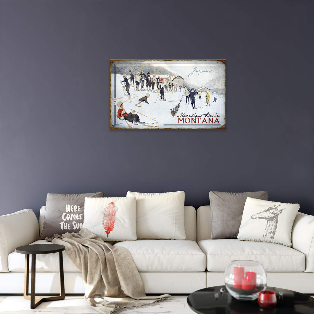 Joyous Skiing - Wood & Metal Wall Art
