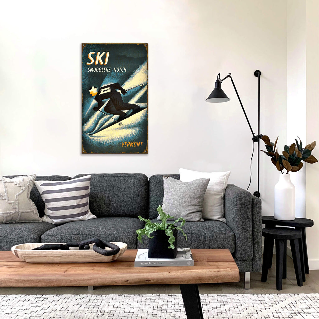 Retro Alpine Racer - Wood & Metal Wall Art