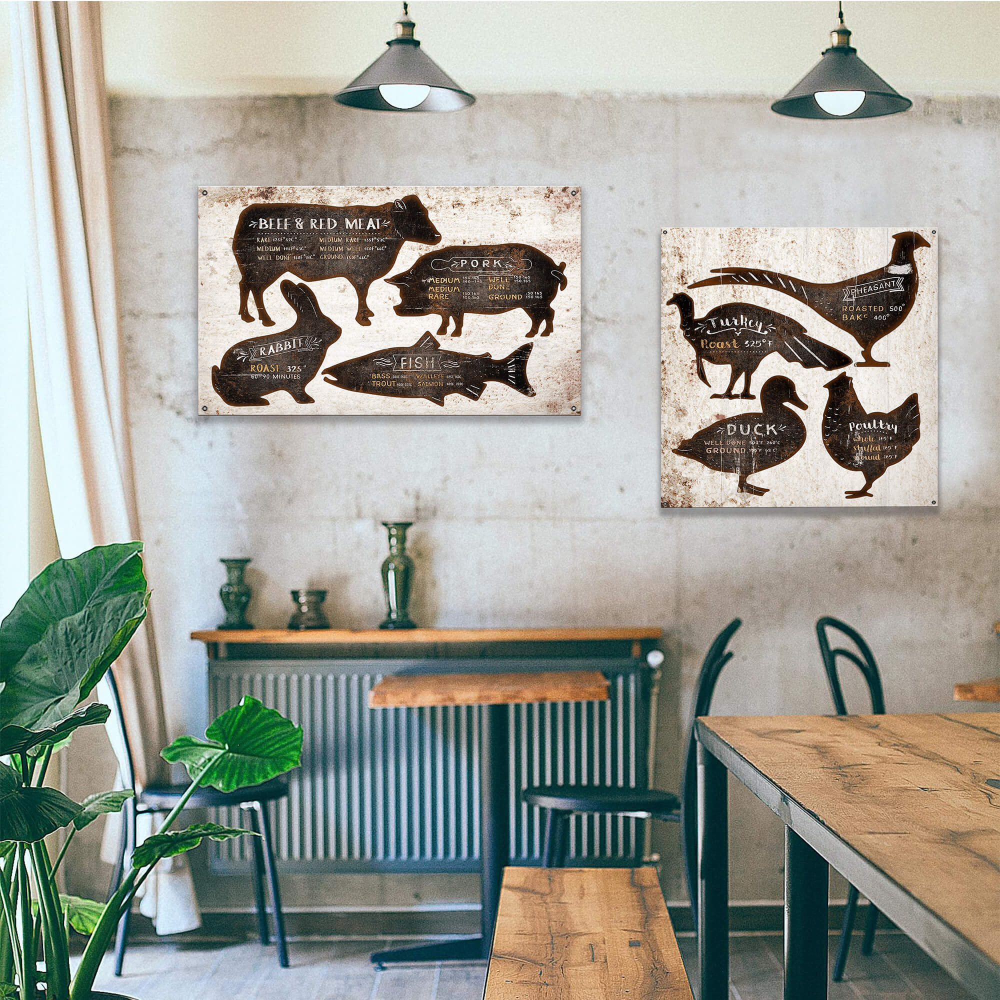 Fowl Cooking Temps - Wood & Metal Wall Art
