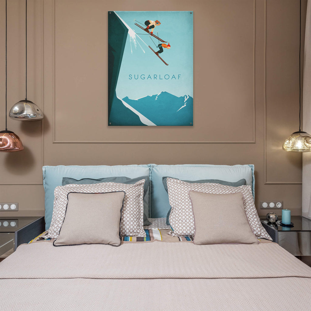 Skiing Off the Cliff - Wood & Metal Wall Art