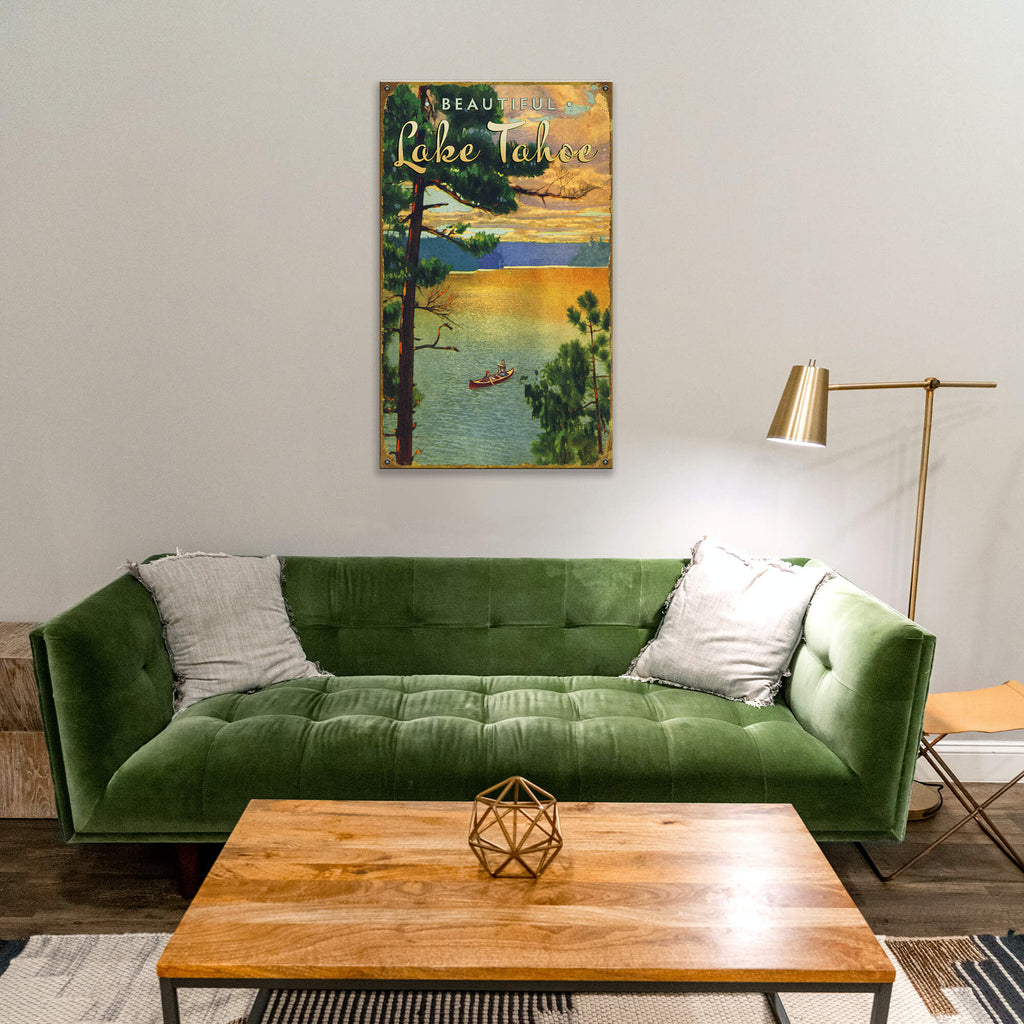 Beautiful Lake with Canoe - Wood & Metal Wall Art
