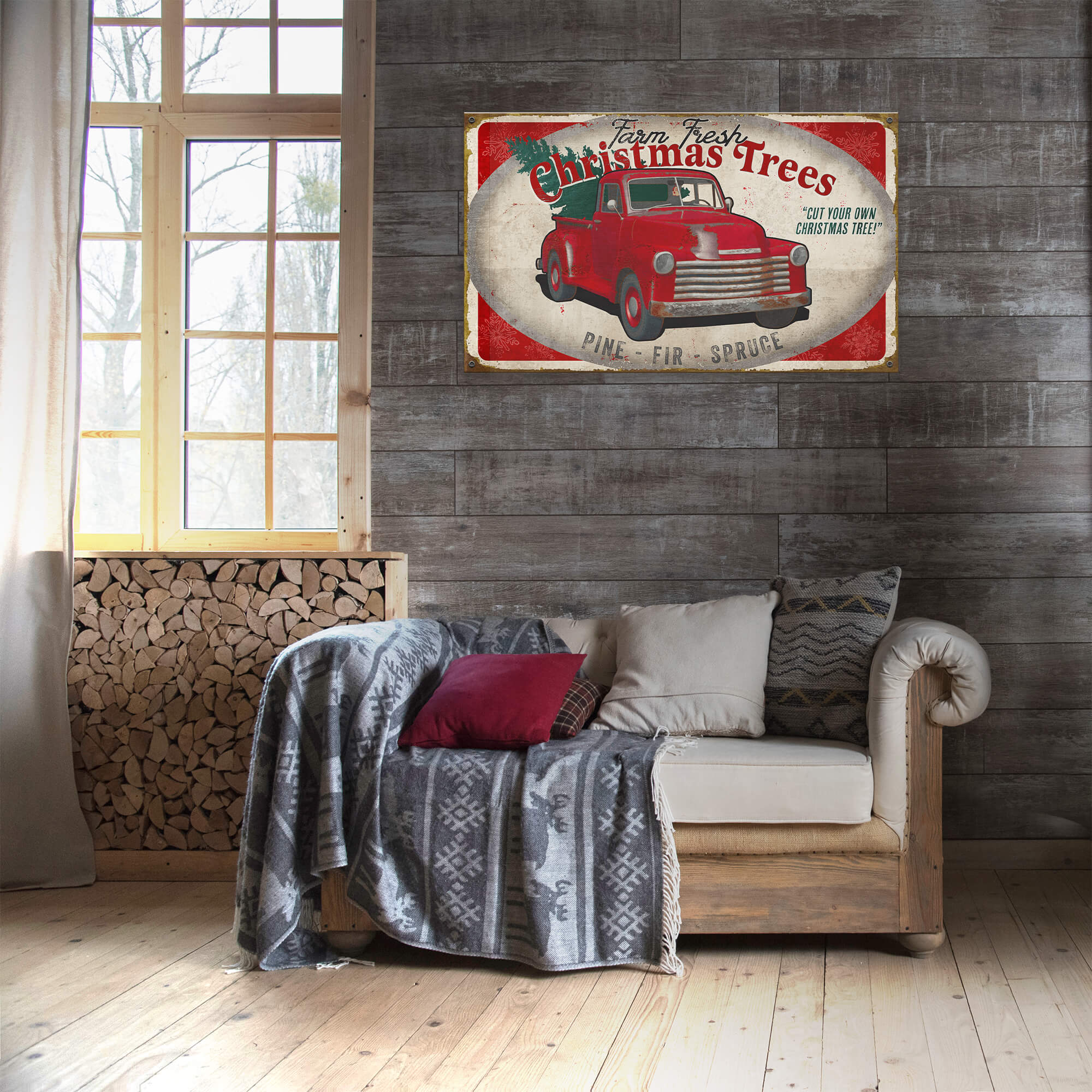 Christmas Tree Truck: Generic - Wood & Metal Wall Art