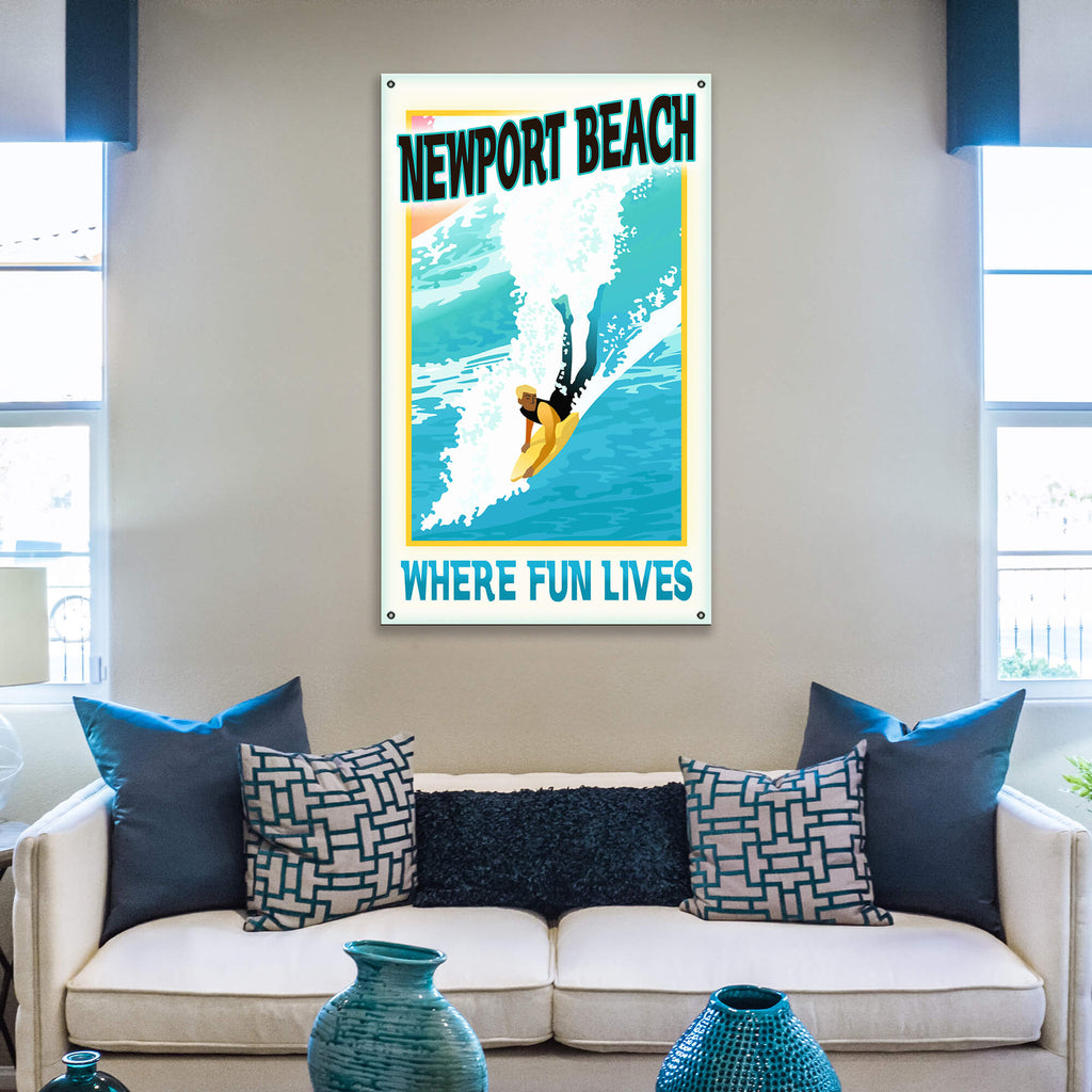 Surf Poster: Where Fun Lives - Wood & Metal Wall Art