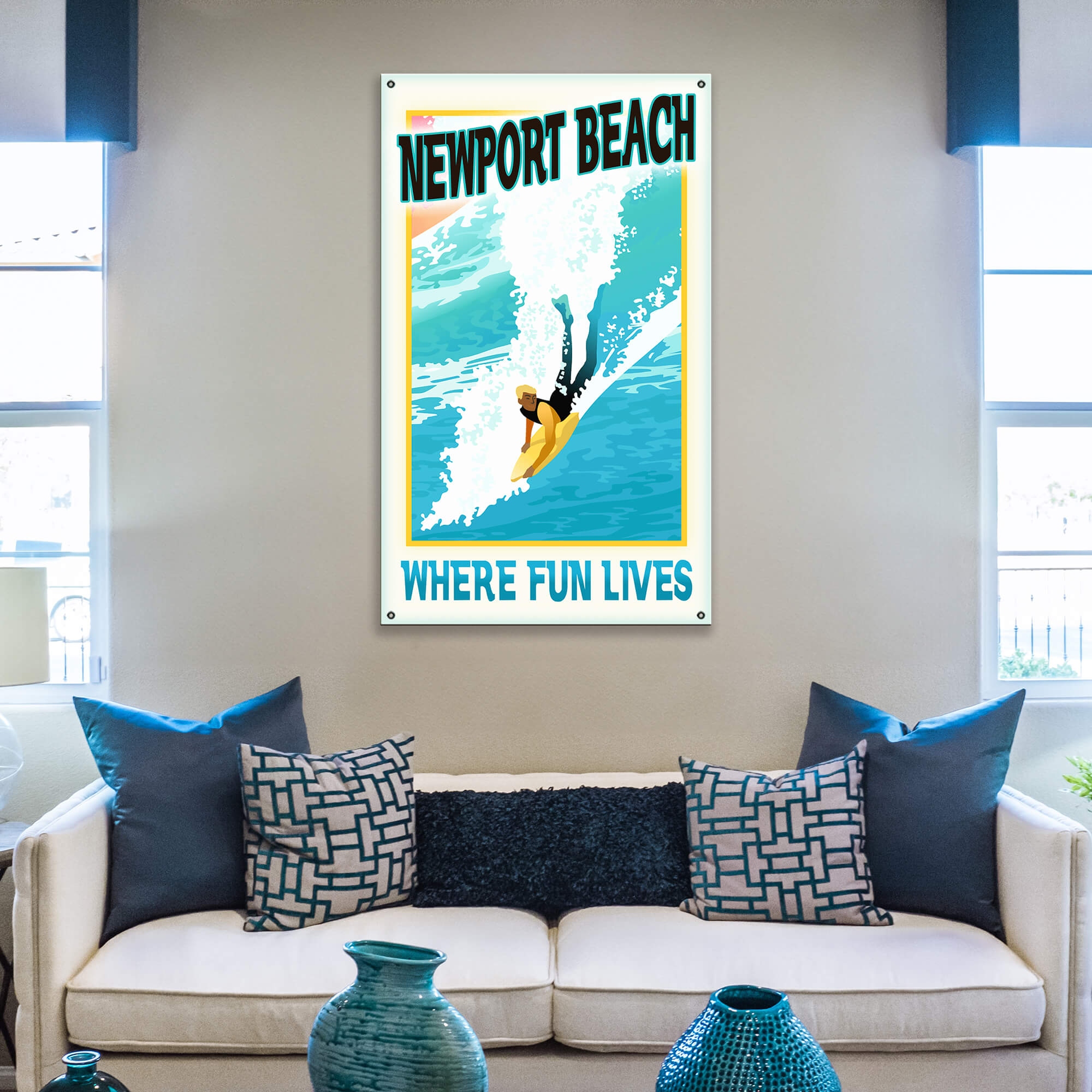 Surf Poster: Where Fun Lives - Wood & Metal Wall Art