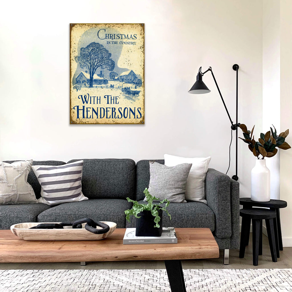 Christmas in the Country: Personalized - Wood & Metal Wall Art