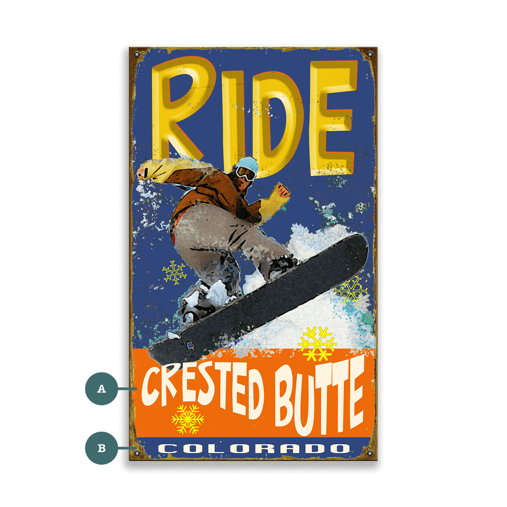 Ride Snowboard - Wood & Metal Wall Art