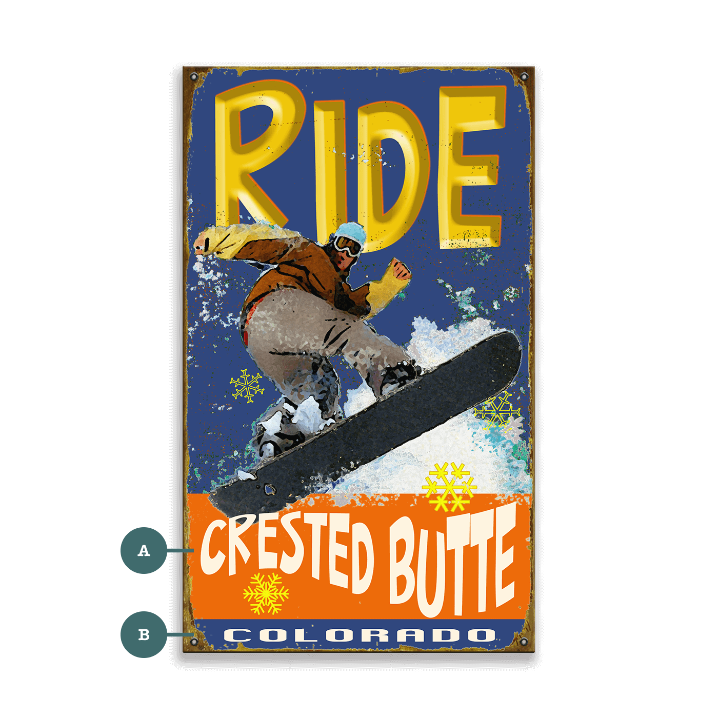 Ride Snowboard - Wood & Metal Wall Art