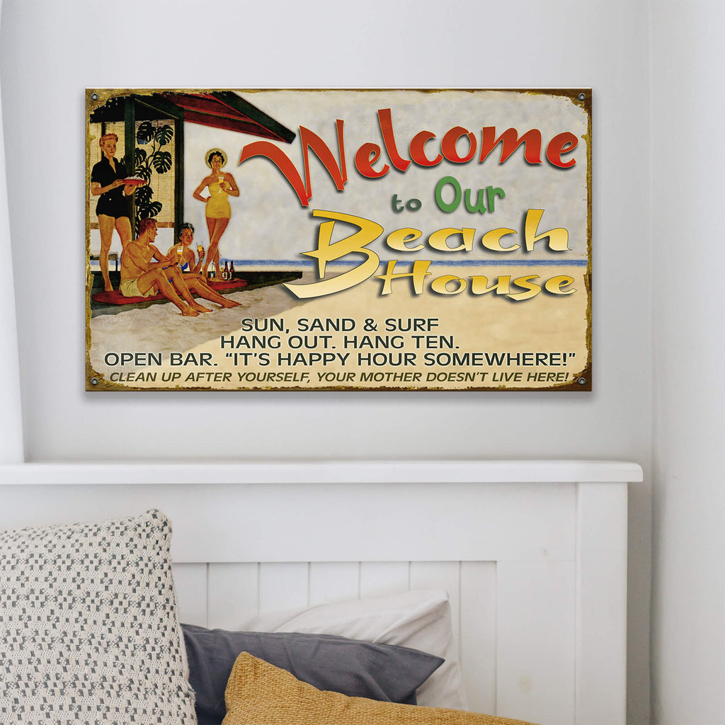 Beach House Welcome: Generic - Wood & Metal Wall Art