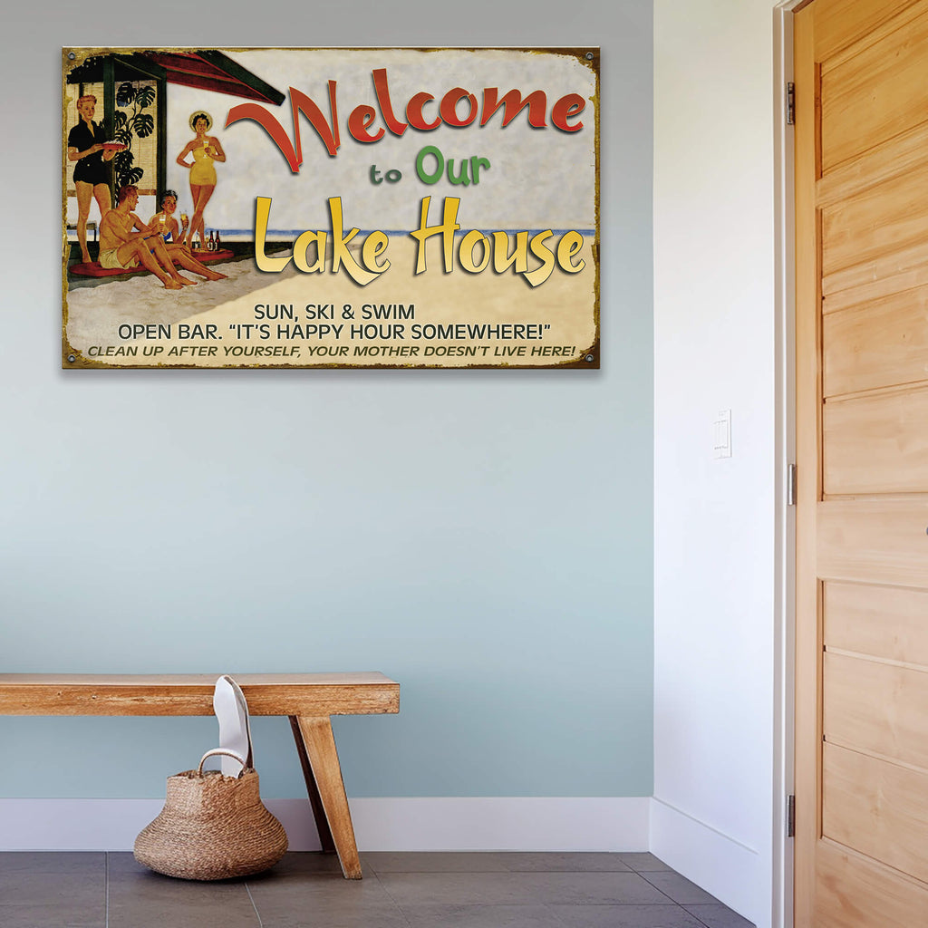 Lake House Welcome: Generic - Wood & Metal Wall Art