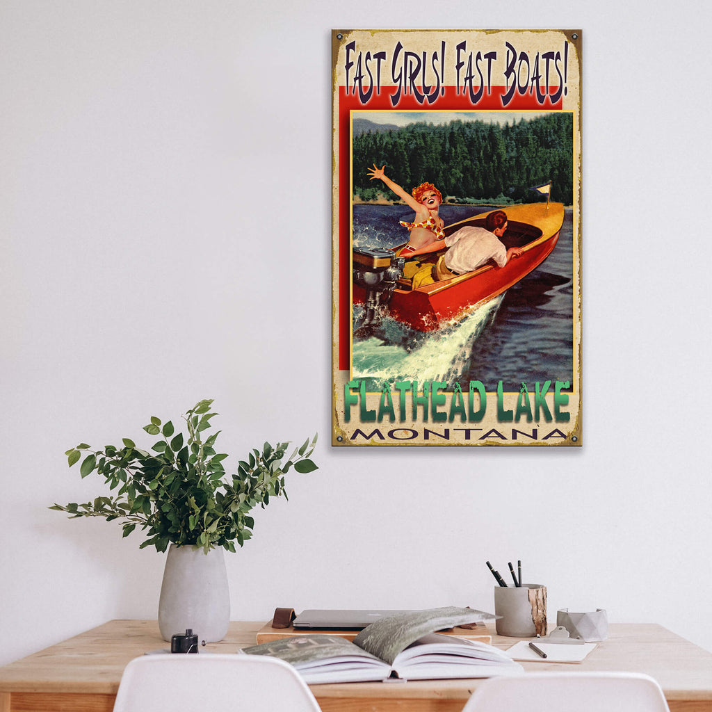 Fast Girls, Fast Boats: Lake - Wood & Metal Wall Art