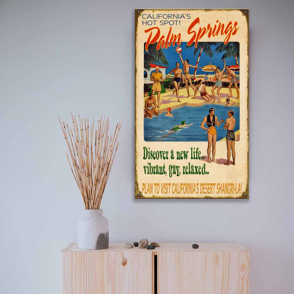 Poolside in Palm Springs - Wood & Metal Wall Art