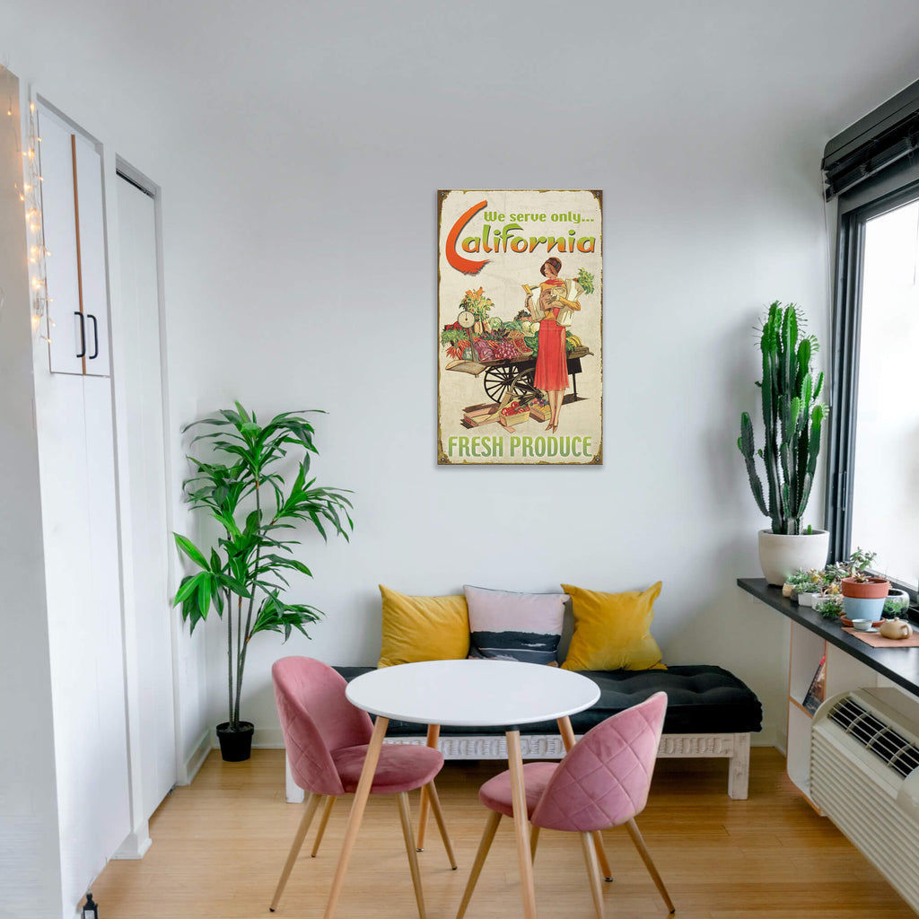 Fresh California Produce - Wood & Metal Wall Art