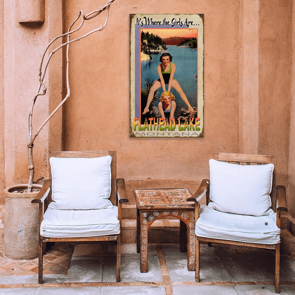 Where the Girls Are: Lake - Wood & Metal Wall Art