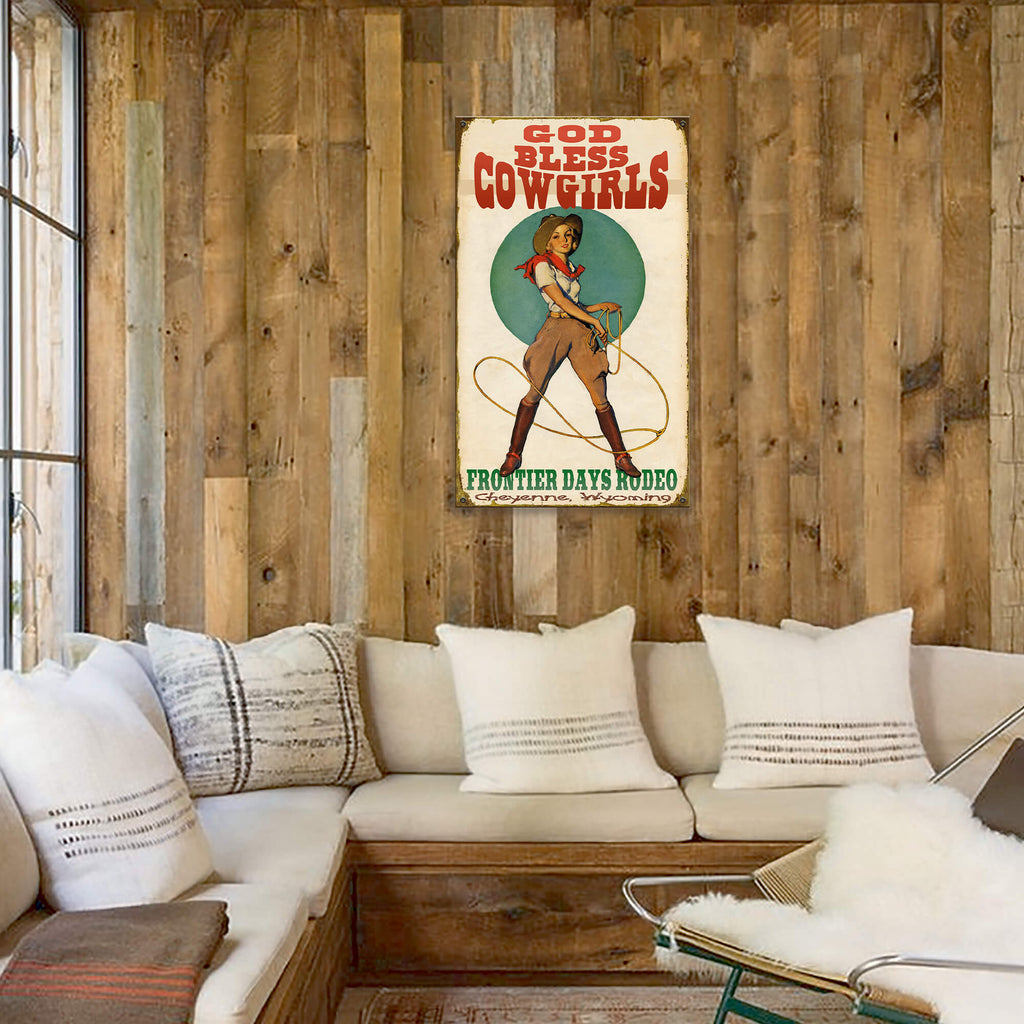 God Bless Cowgirls - Wood & Metal Wall Art