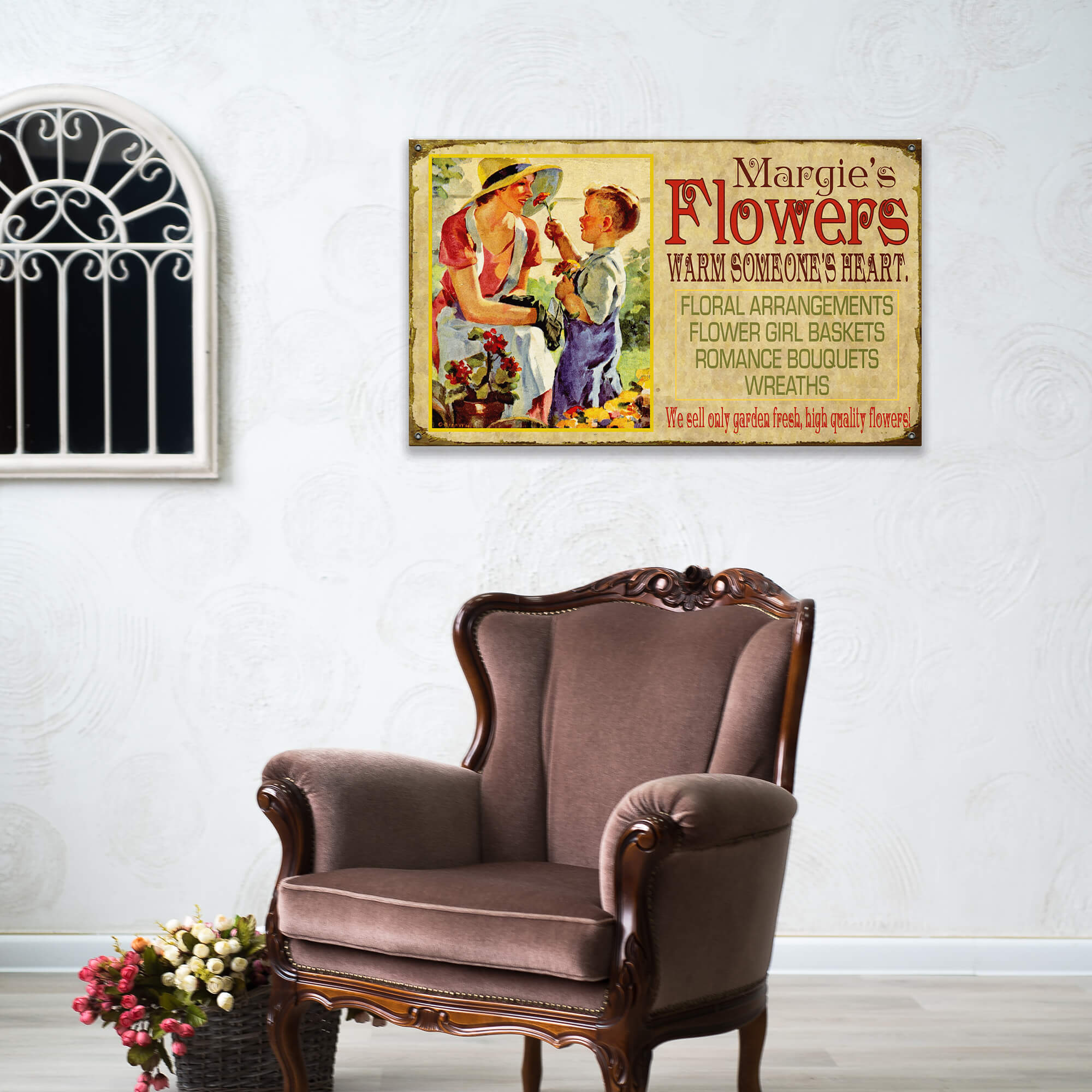 Margie's Flowers - Wood & Metal Wall Art