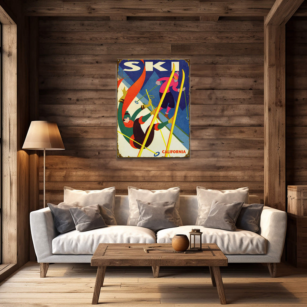 Falling Skier - Wood & Metal Wall Art