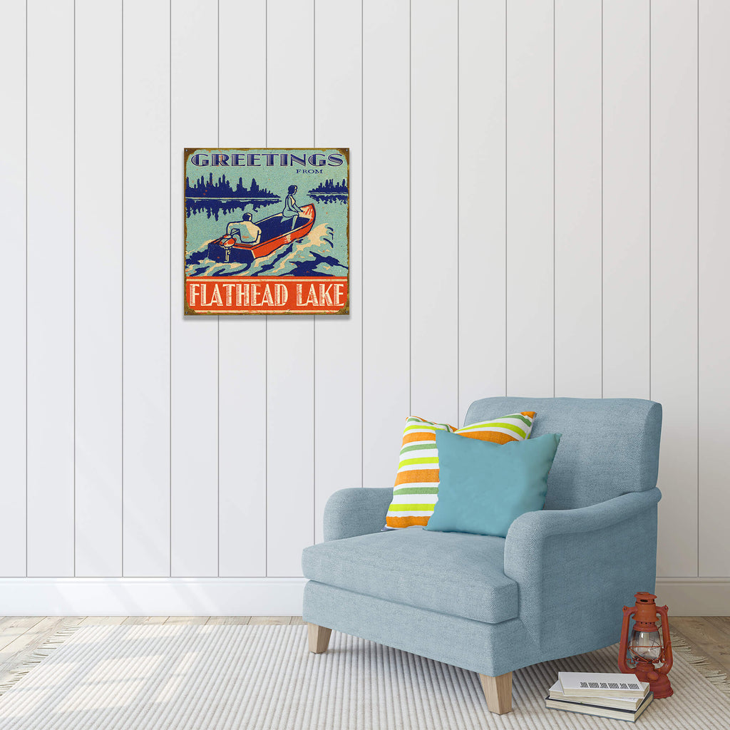 Greetings from the Lake - Wood & Metal Wall Art