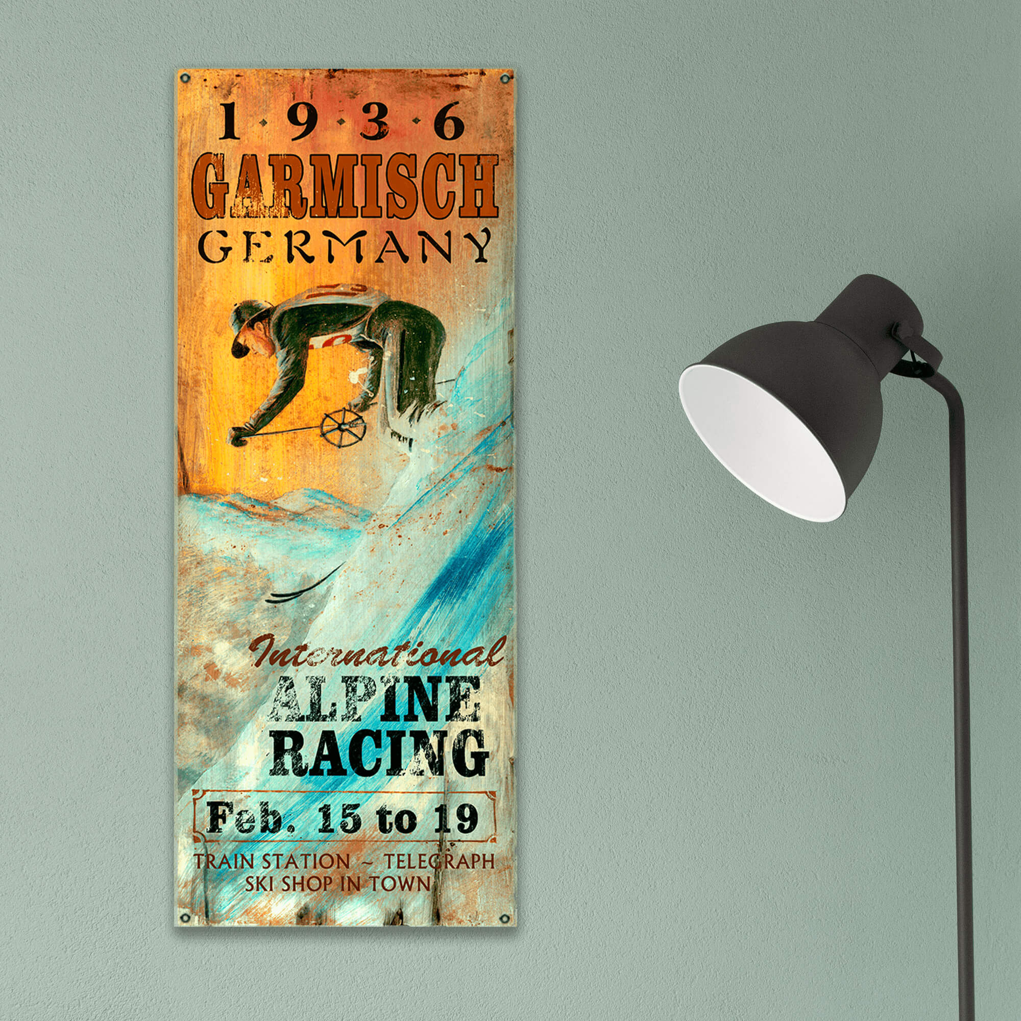 International Alpine Racing - Wood and Metal Wall Art