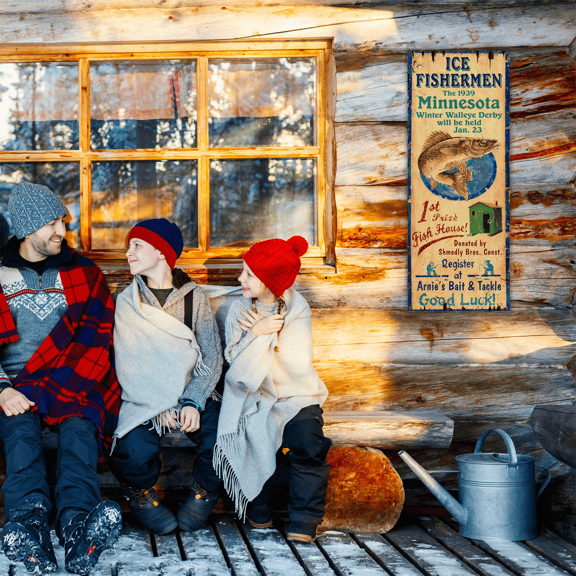 Ice Fishermen - Wood and Metal Wall Art