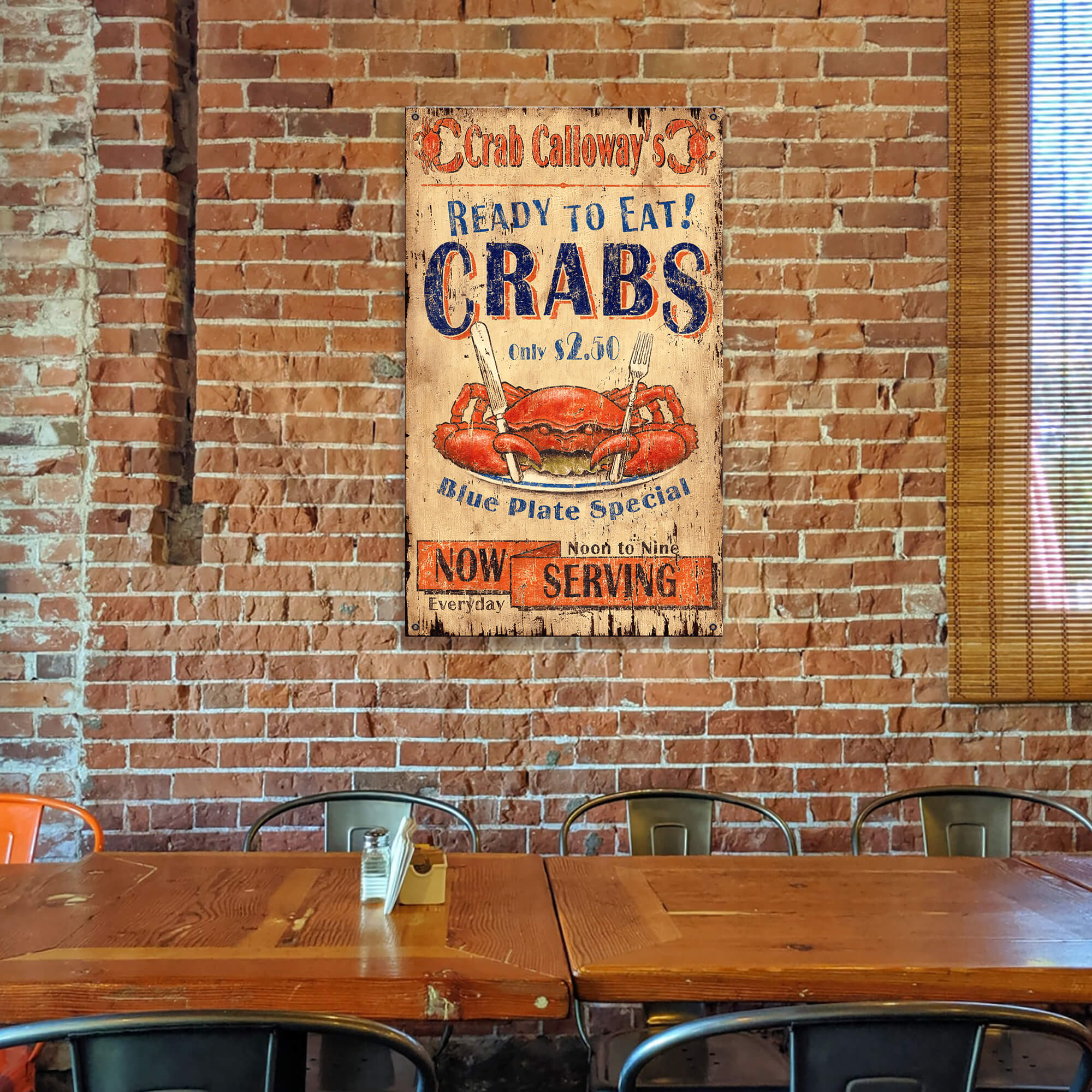 Ready to Eat Crabs - Wood & Metal Wall Art