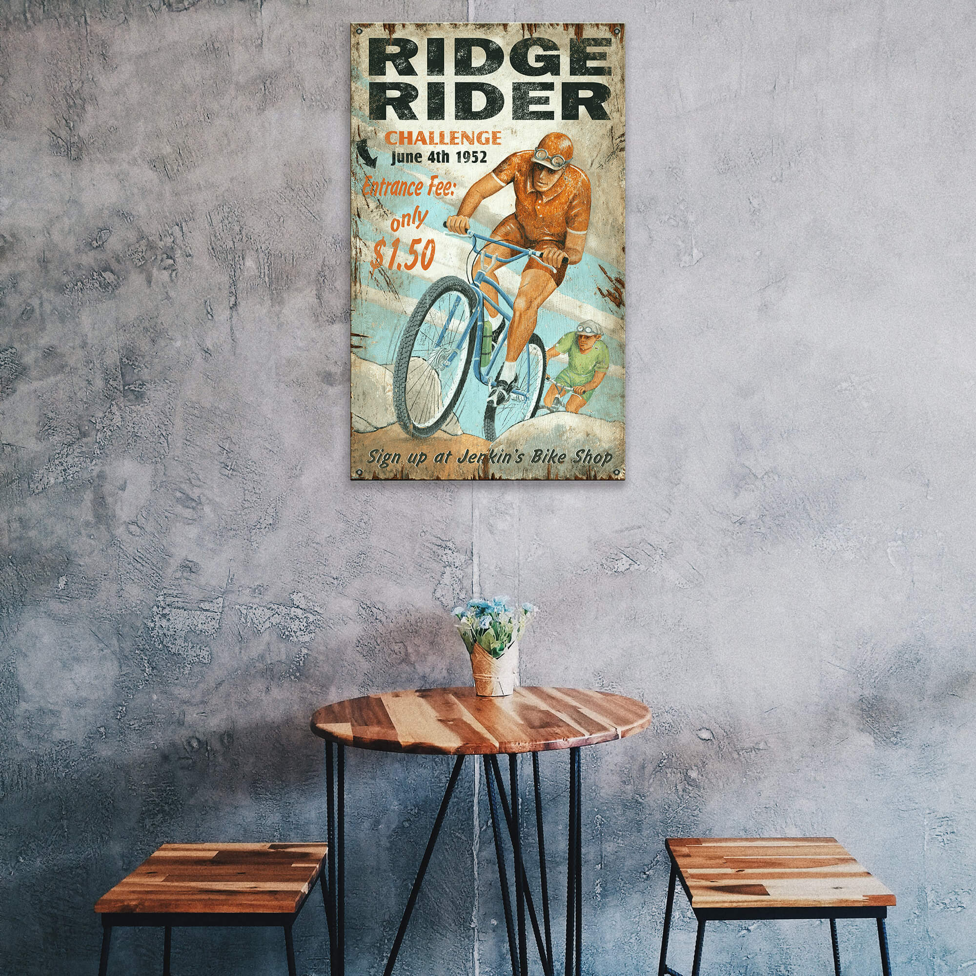 Ridge Rider Bike Challenge - Wood & Metal Wall Art