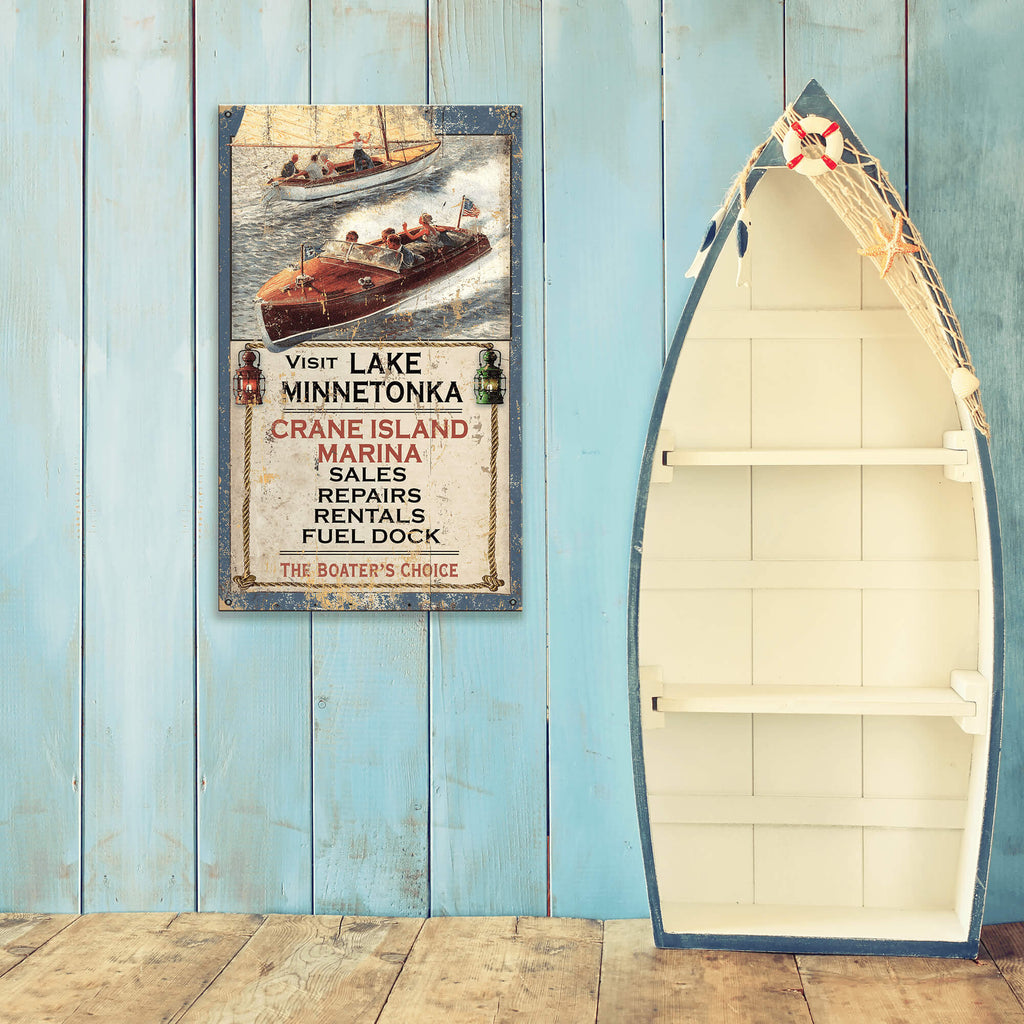 Crane Island Marina- Wood & Metal Wall Art
