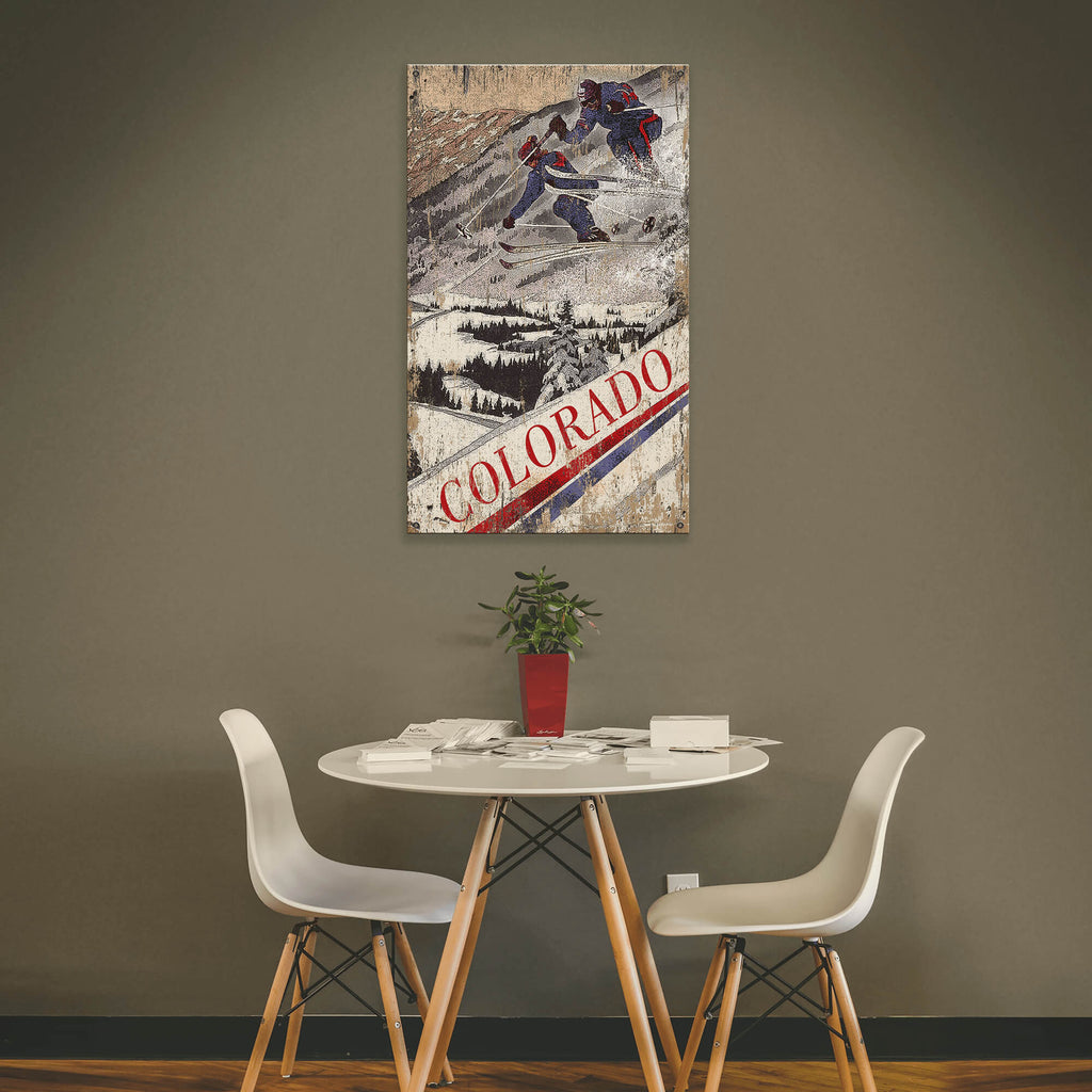Mountain Ski Rush - Wood & Metal Wall Art
