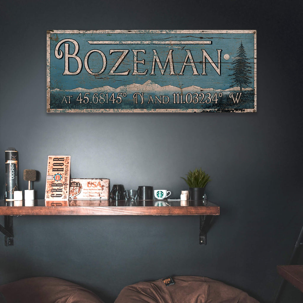Moonlit Mountains Latitude - Wood & Metal Wall Art