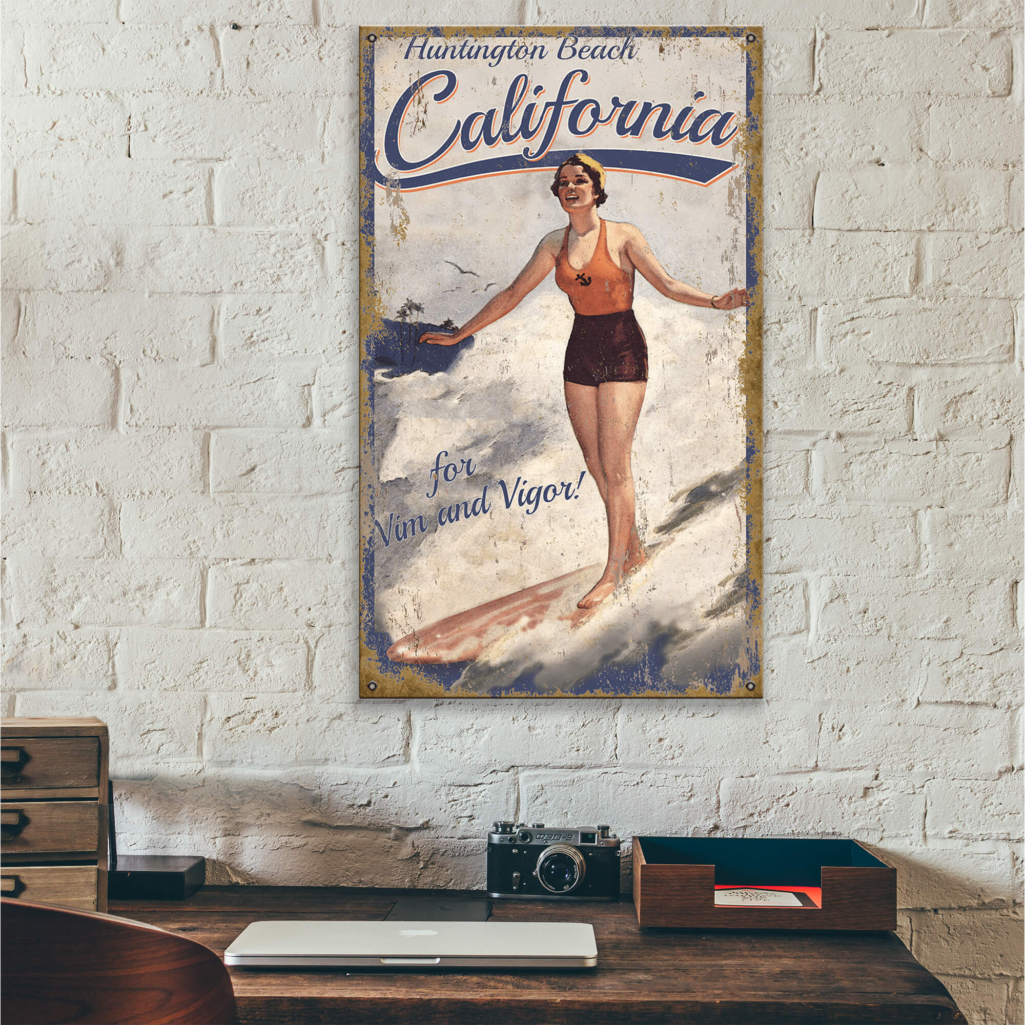California Surfin - Wood & Metal Wall Art