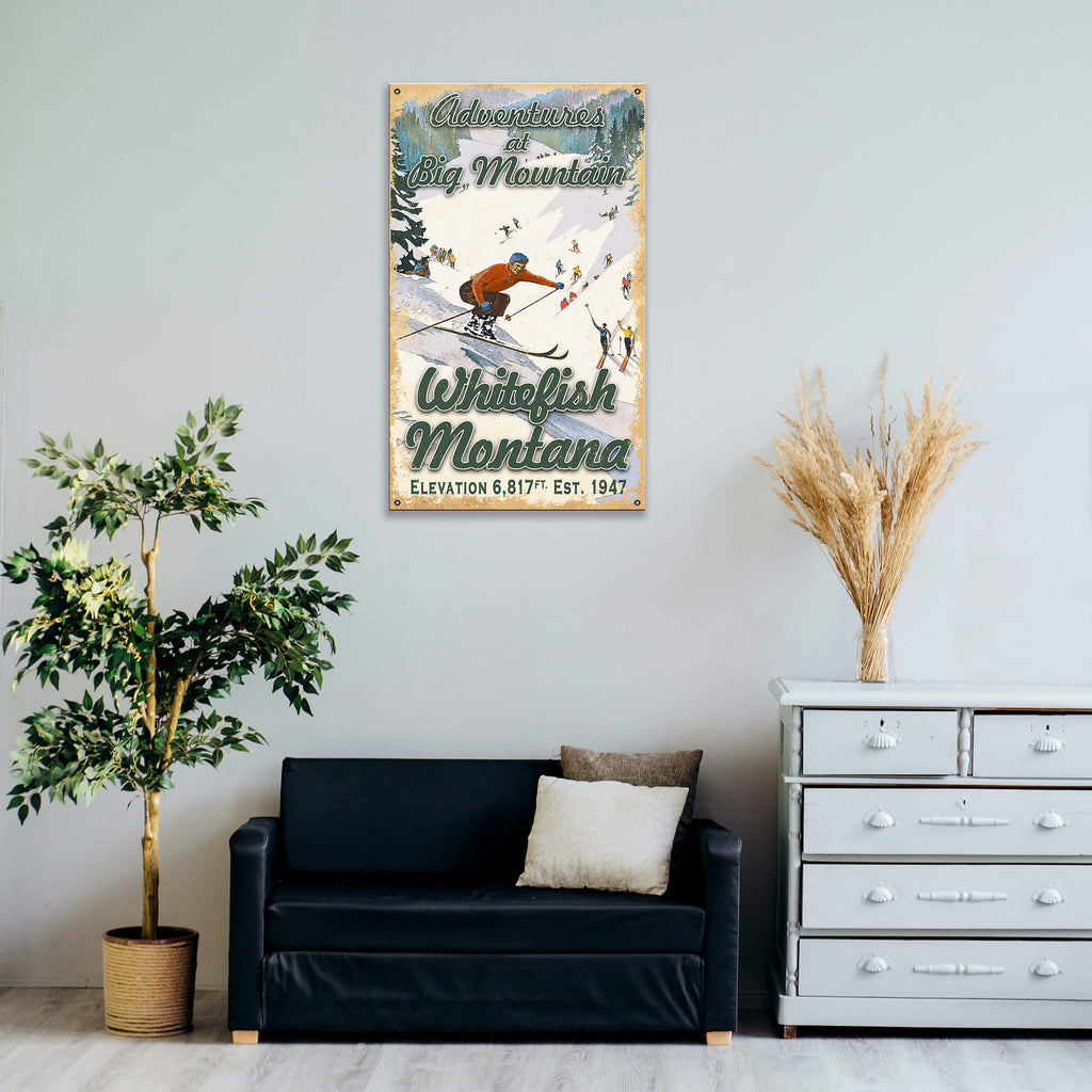 Retro Ski Adventures - Wood & Metal Wall Art