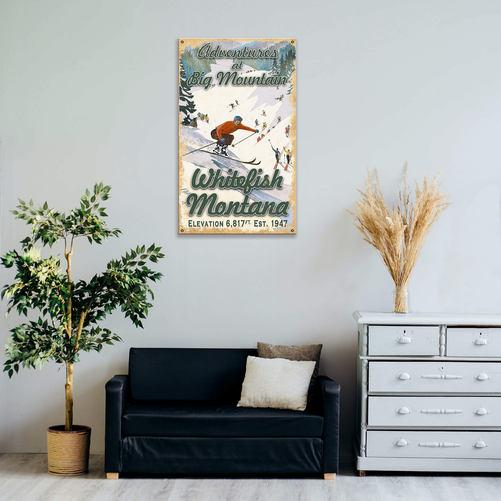Retro Ski Adventures - Wood & Metal Wall Art