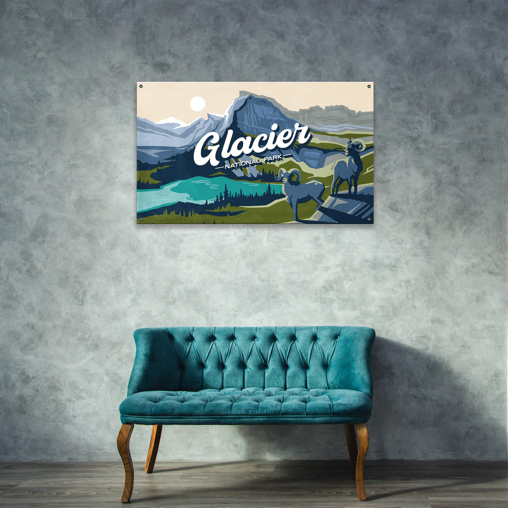 Big Horn Sheep at Glacier National Park: Smooth Finish - Wood & Metal Wall Art