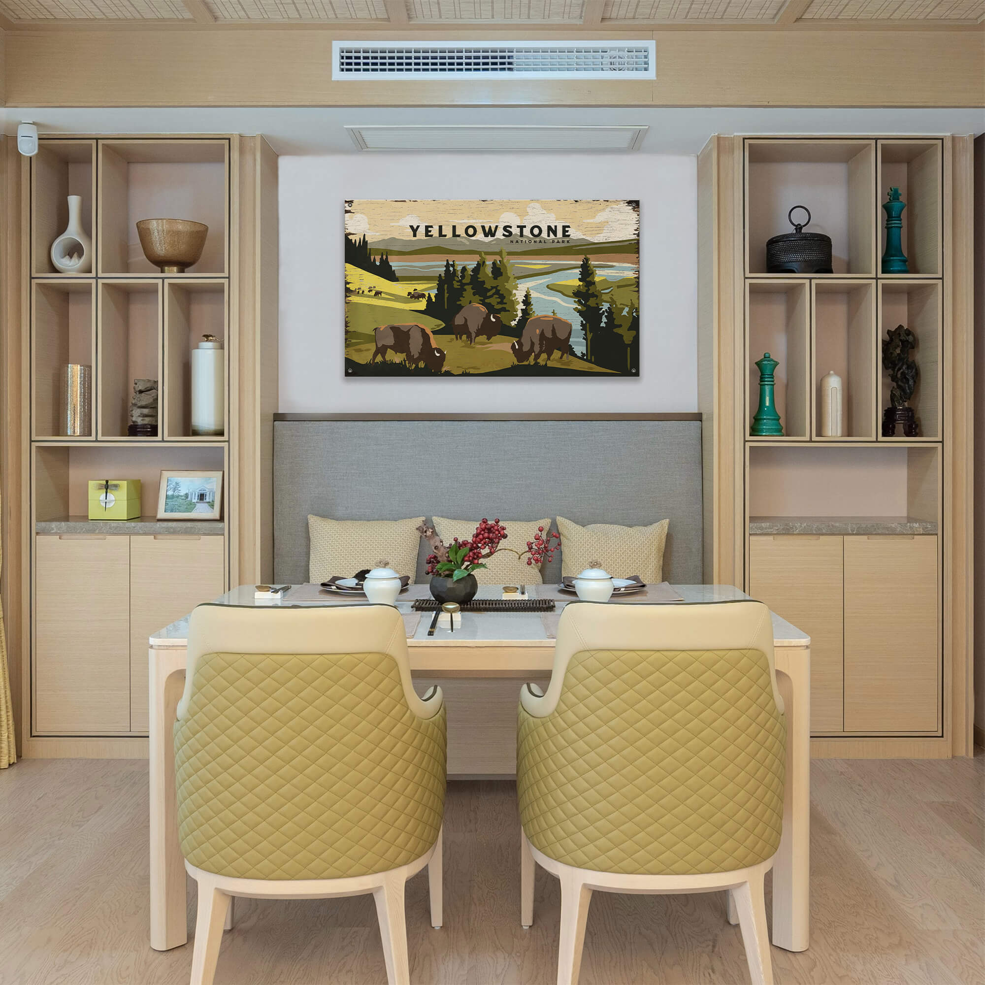 Bison Meadow Yellowstone National Park - Wood & Metal Wall Art