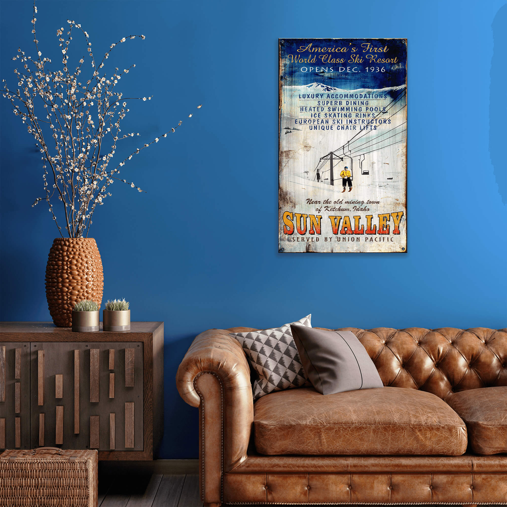 First Class Ski Resort - Wood & Metal Wall Art