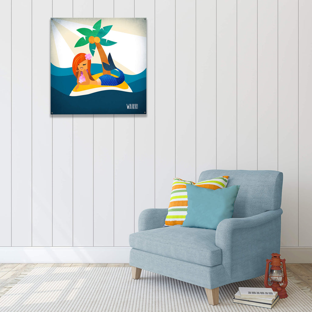 Mermaid's Haven: Square - Wood & Metal Wall Art