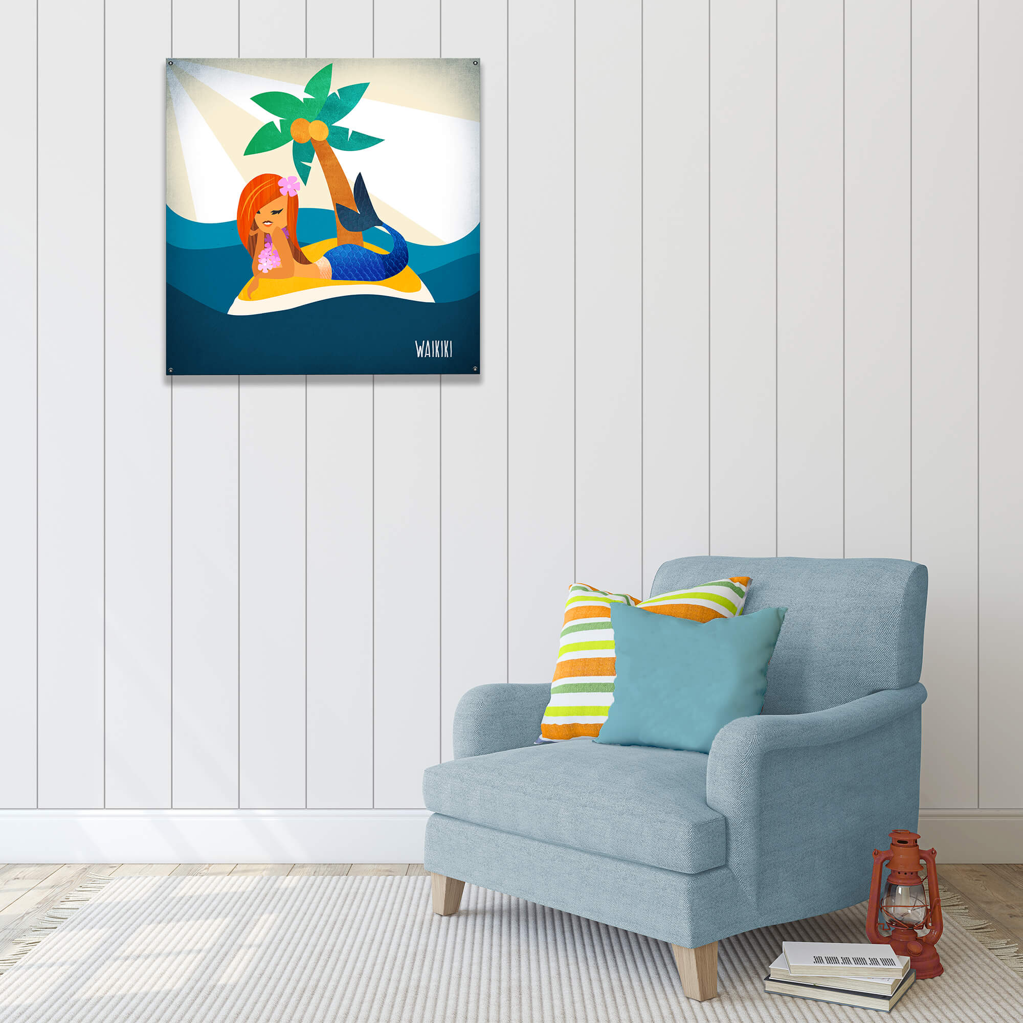 Mermaid's Haven: Square - Wood & Metal Wall Art