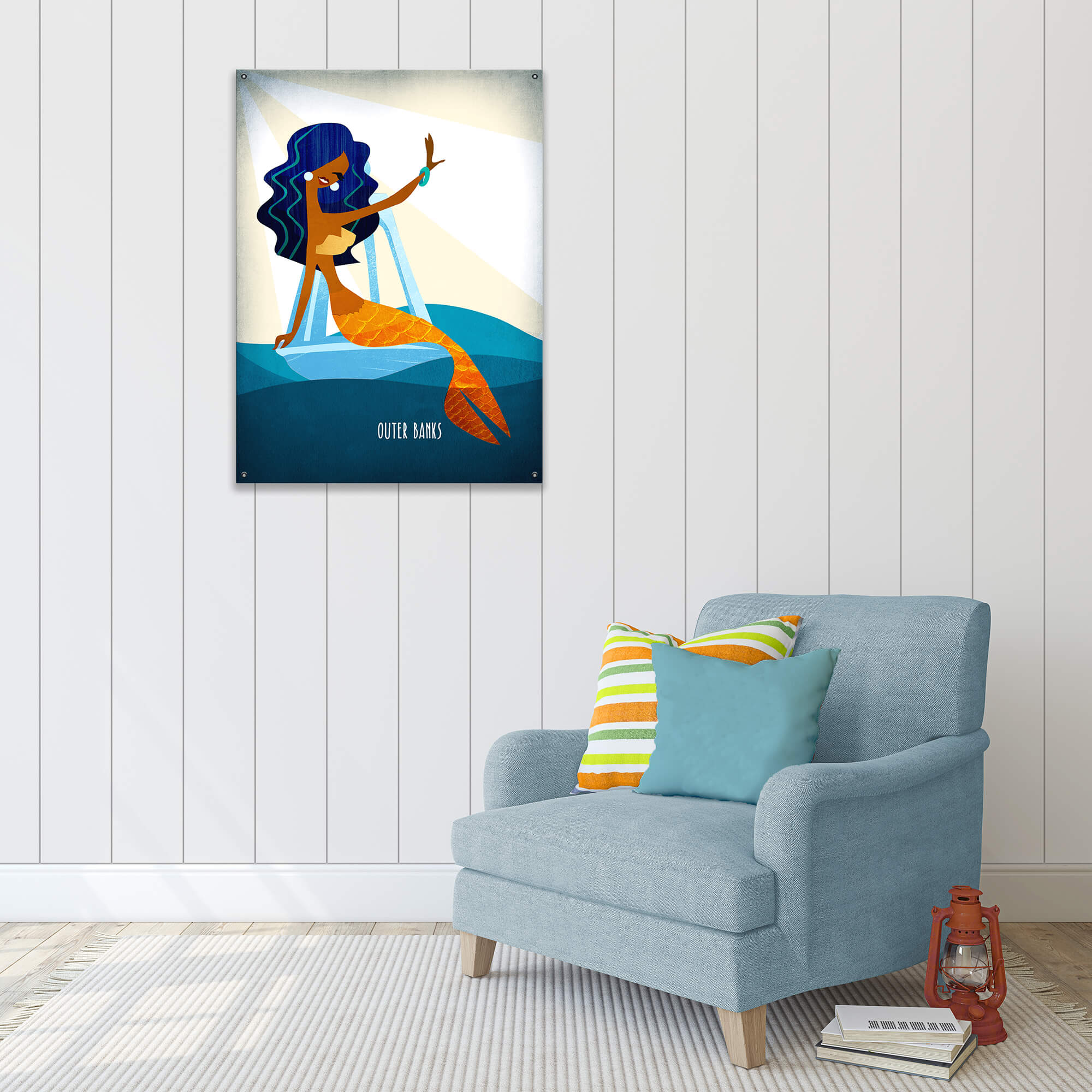 Mermaid's Wave: Portrait - Wood & Metal Wall Art
