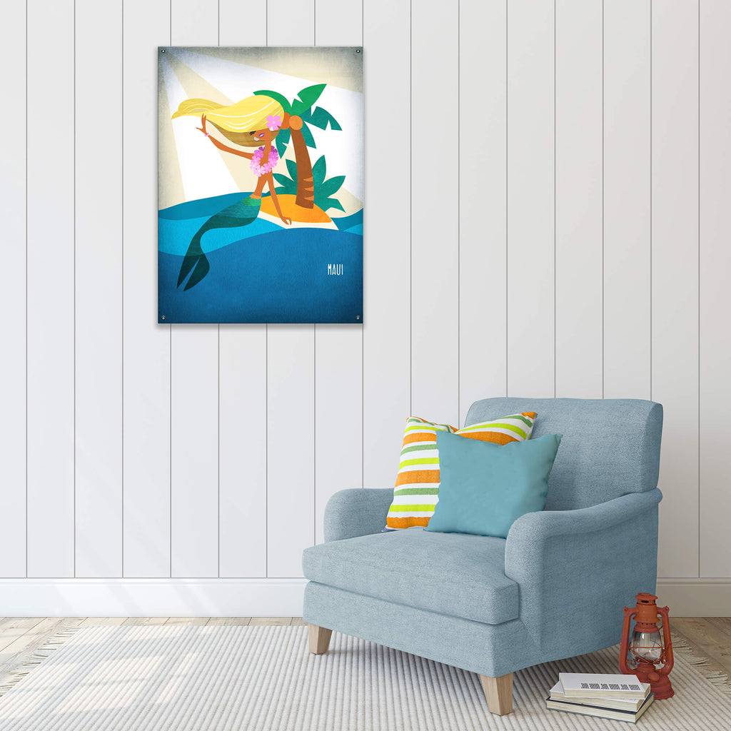 Mermaid's Paradise: Portrait - Wood & Metal Wall Art